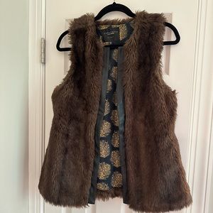 Sanctuary Faux Fur Vest with Faux Leather Trim